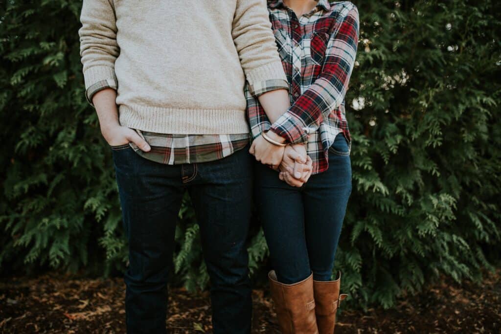 a couple holding hands