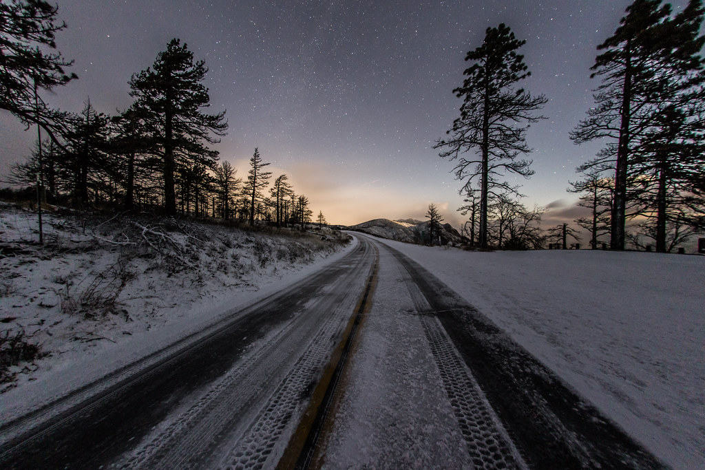 Fresh snow on Mount Laguna at nighttime | Snow and pine tree… | Flickr